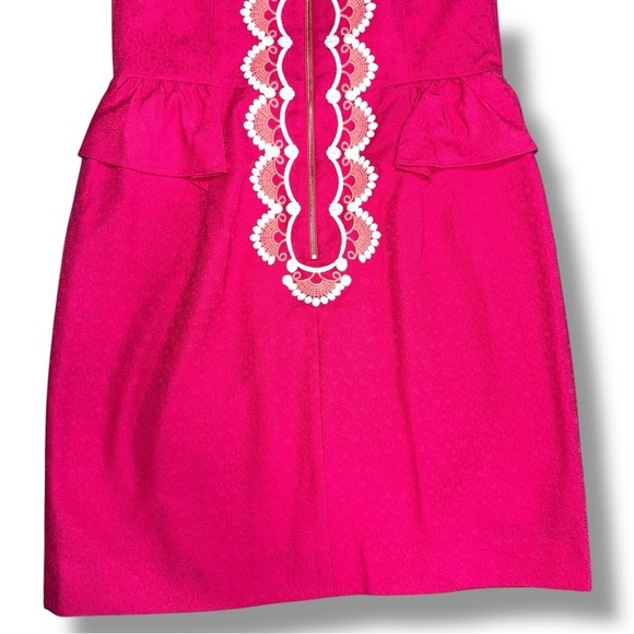 Lilly Pulitzer Maybell Peplum Embroidered Dress in Azalea Pink Size 12 - Picture 11 of 16